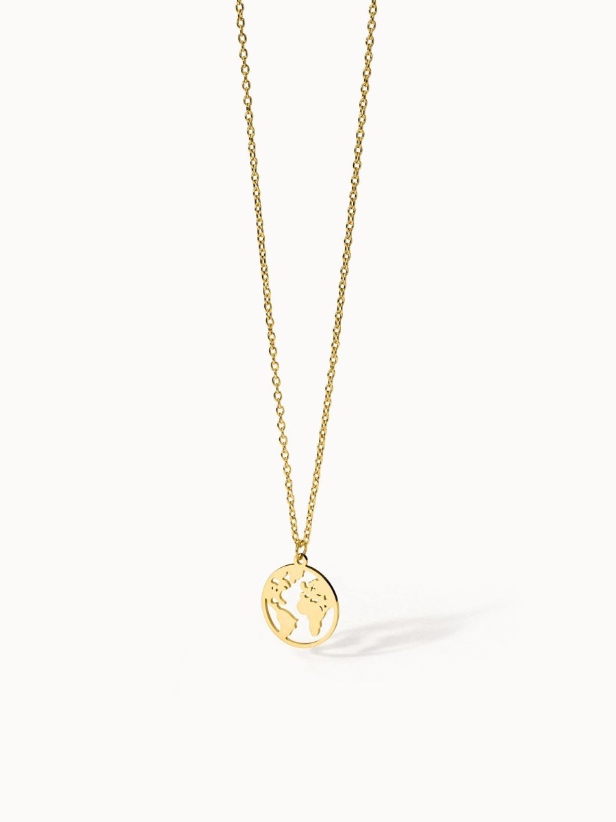 Collier 'La Terre' Purelei Weltkarte Plaqué Or Rose/argent - Neuf Avec étiquettes - Modèle EB04