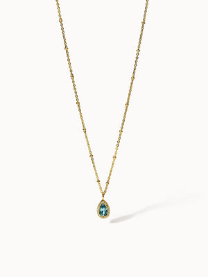 PURELEI Bellezza Kette mit goldener Edelstahlkette und blauem Tropfen-Schmuckstein, elegant und vintage-inspiriert