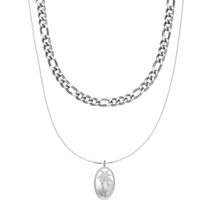 PURELEI Aiani Ketten-Set in Silber mit Palm-Anhänger, nickelfrei, eleganter Layering-Look im cleanen Design