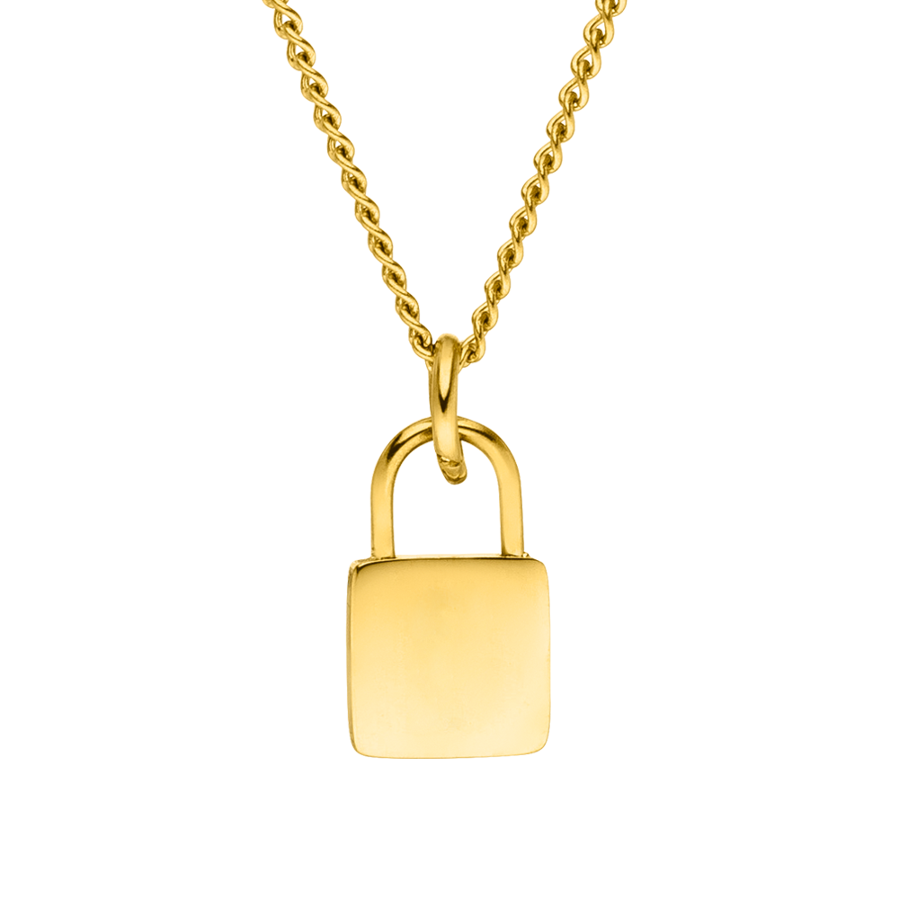 PURELEI Padlock Charm Kette aus 18K vergoldetem Edelstahl, elegant und nickelfrei mit warmem Glanz.