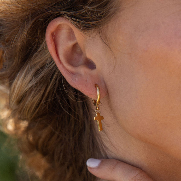 Boucles d'Oreilles Cross Hoop
