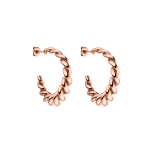 Roségoldene Creolen mit geschwungenem Design von PURELEI, elegant und feminin.