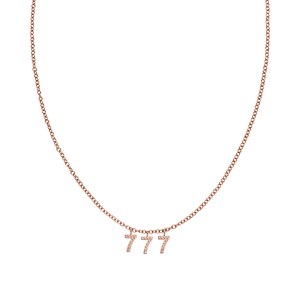 Roségoldene 777 Kette mit Zirkonia-Anhängern und feiner Ankerkette, elegant und feminin von PURELEI