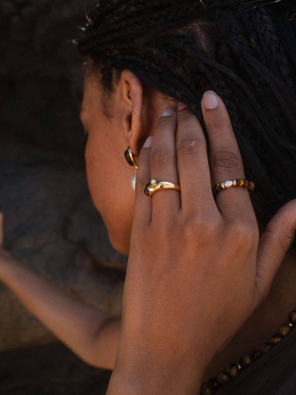 Bague Tiger's Eye Pearl
