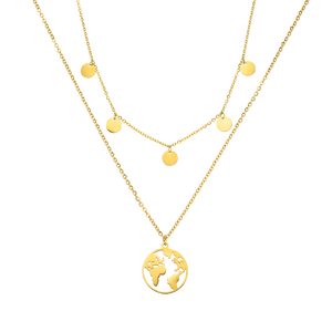 Goldene Kette mit Weltkugel-Anhänger und runden Elementen, PURELEI.