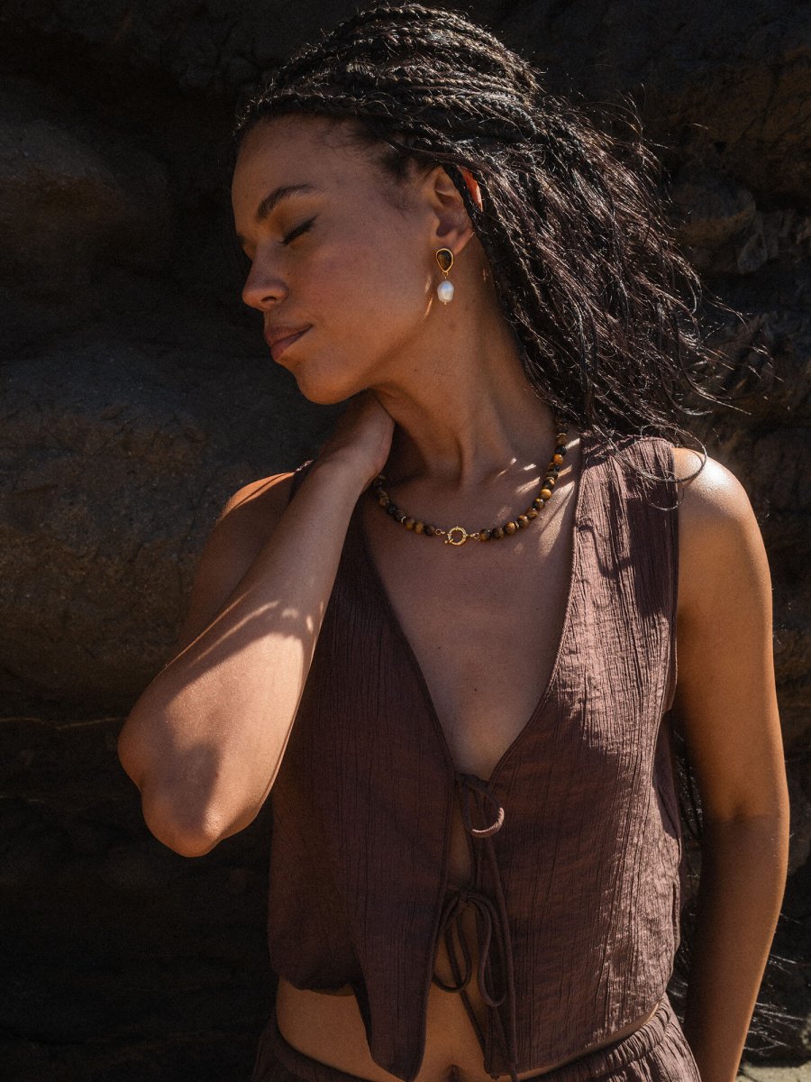 Tiger's Eye Charm Necklace - INT PURELEI