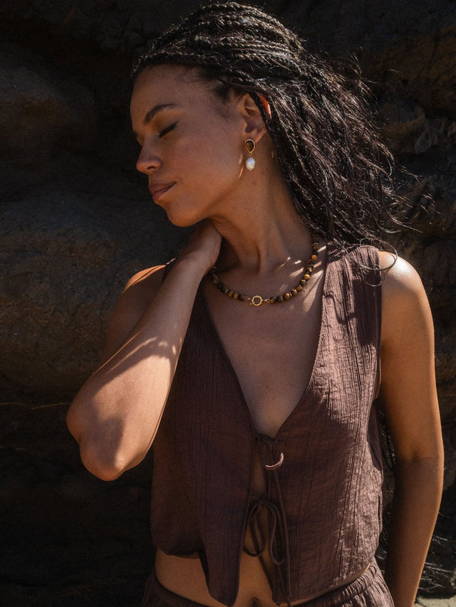 Tiger's Eye Charm Necklace - INT PURELEI